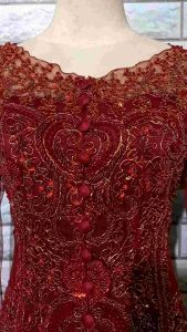 Set Kebaya Pesta Maroon Kebaya Murah + Longtorso dan Rok Sidomukti