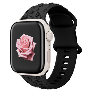 Floral Strap for Apple Watch Strap 49mm 42mm 38mm 44mm 40mm iWatch Silicone Band Women 45mm 41mm Rose Engraved Strap for Apple Watch Series 9 8 7 6 5 4 3 2 1 SE2 SE SE SE2