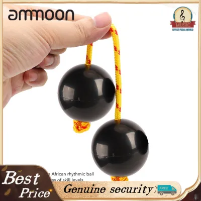 ammoon Rhythmic Shaker Rattle Ball African Rhythmic Ball Black Lightweight Comfortable 2Pcs for Party