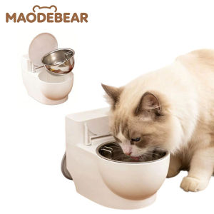 MAODEBEAR Cat Water Bowl Toilet-Shaped Funny Pet Drinking Bowl Stainless Steel Pet Water Dispenser