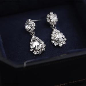 [COD] Fashion Change Fashion Simple Water Drop Rhinestone Necklace Earrings For Women Wedding Bride Light Luxury Jewelry Sets Accessories