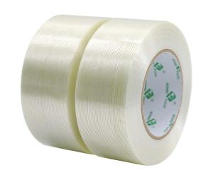 BOMEI PACK Mono Filament Strapping Tape 2 Roll 2 Inch x 35 Yards 5.5 Mil Heavy Duty Transparent Reinforced Fiberglass Tape