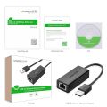 UGREEN USB 2.0 to LAN 10/100Mbps ตัวแปลง USB 2.0 เป็น Lan (RJ45) รุ่น 20254 (สีดำ) สำหรับ โน๊ตบุ๊ค Notebook Computer PC laptop. 