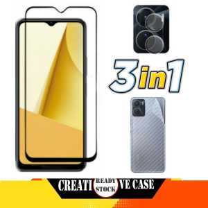 Promo Paket 3 in 1 Tempered Glass Vivo Y100 5G / Vivo Y200e 2024 / Vivo Y27 4G / Vivo Y27 5G 2023 / Vivo Y16 2022 Anti Gores Layar Tepi Hitam + Kamera + Garskin