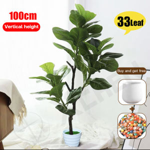 🔥Send flower pots🔥Artificial plant 9pcs 38CM/15pcs 75CM/24pcs 85CM/33pcs 100CM Artificial Palm Leaves monstera plant Artificial Leaves artificial fiddle plant Monstera Tree Ficus Plant For Indoor Home Office Decoration Artificial Plants Banyan