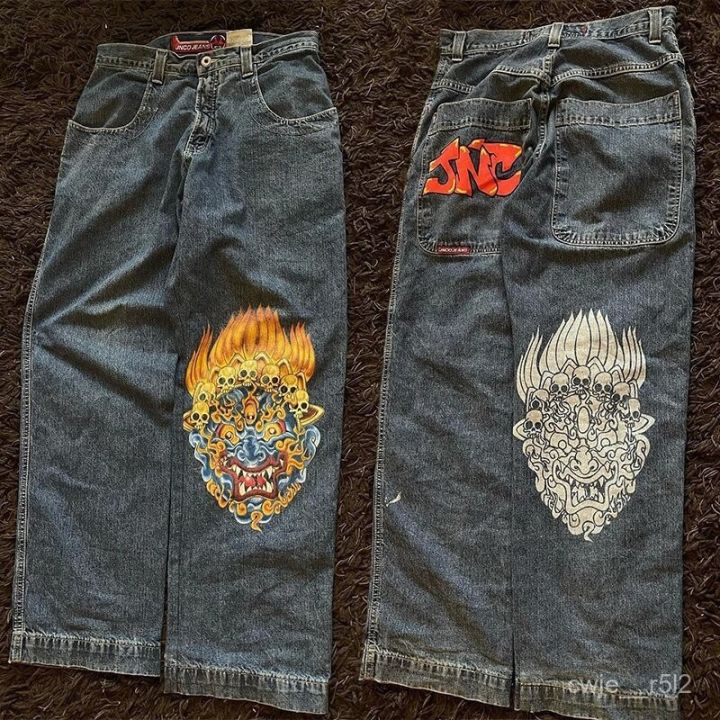 Loose Jeans Y2K Harajuku Hip Hop Vintage Pattern Jeans Streetwear
