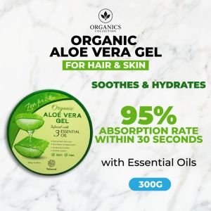 Natureal Organic Aloe Vera Gel for Hair & Skin Suitable for Sensitive Skin with Essential Oil for Aromatherapy 300G