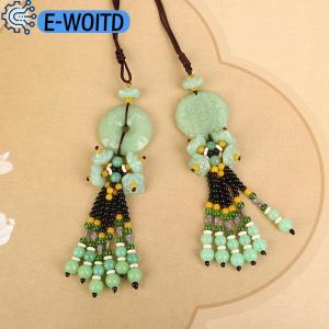 E-WOITD Imitation Green Jade Car Pendants Jade Car Pendants Decorations Safety Pendants Gifts