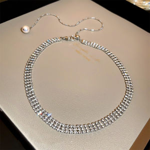 good 999 S925 SILVER Full Diamond Versatile Pearl Premium Sense Necklacee N8341