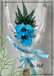 Mr. Visit / PROMO Buket Bunga / Buket Bunga Mawar BIRU Hitam & Putih / Buket Bunga Super Murah