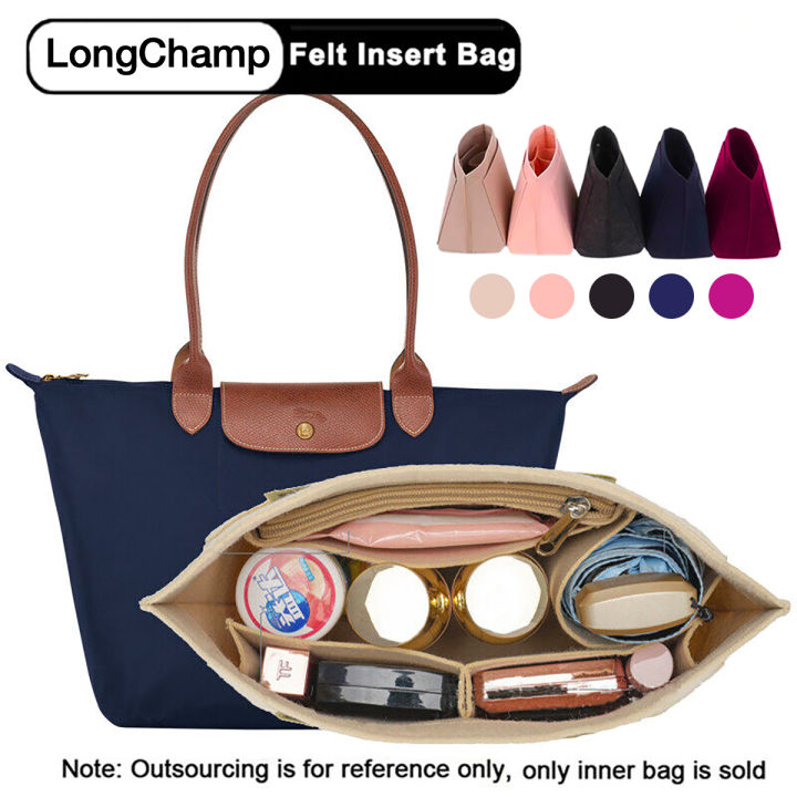 Bazlee Felt Insert Bag Fits For Longchamp Le Pliage Handbag Liner Bag Felt Cloth Makeup Bag 3095