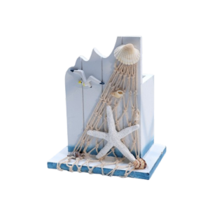 SFJHF Ocean Style Wooden Pen Holder Large Capacity Mediterranean Style Pen Container Funny Handmade Pencil Storage Box Office Decoration