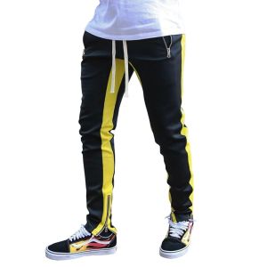 HOLA Men Jogger Pants Fitness Bodybuilding Gym Long Pants StripeD Zippered Casual Men Sweatpants Trousers