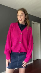 Zeagoo  Womens  2025  Autumn Thick Knitted Cardigan Front Open Long Sleeve  V  Buttoned Loose Cardigan Sweater