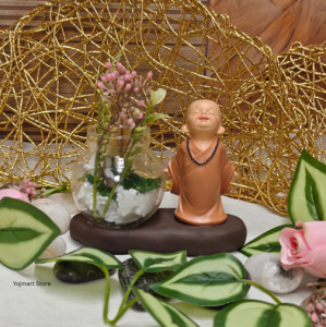 Feng Shui Bowl/Vase Little Buddhist Monks Blessed Wealth Money Catcher Success Figurine