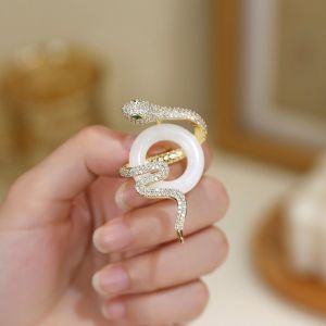 LEKGAVD Động vật Trâm cài hình con rắn hoàng đạo Tối giản Lấp lánh Ghim Cài Cổ áo kim cương giả Tinh tế Trang sức Ghim cài ve áo hình rắn Quà tặng nhỏ