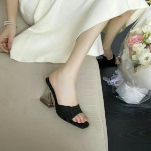 DS SHOE 338-9 SOFT FABRIC ABSTRACT DESIGN heels sandals for women
