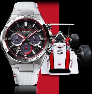 Casio Edifice EQS-800HR Chronograph Honda Racing Edition Strap Kulit Putih