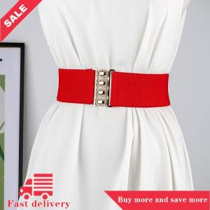 [COD] Womens Wide Elastic Waist Belt Fashion Simple Metal Buckle Waistband Corset Cinch Belt Dress Stretchy Belts