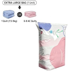 【Ship in 12H】 2PCS No Pump Vacuum Storage Bags Space Saving Compression Sacks Moistureproof Durable Large Capacity 3D Upright Storage Bag for Clothes Bedding ECILY