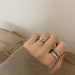 Fashionable Ring Gift 复古简约做旧银开口戒指女小众设计ins个性时尚食指环潮男女