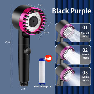 Spa Massage Showerhead Shower Head With Filter 3 Modes Adjustable High Pressure Powerful Water Saving Handheld Bathroom Accessories