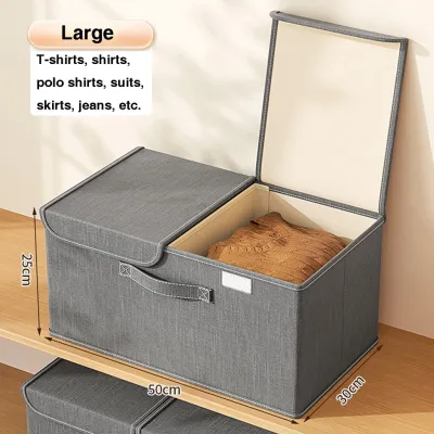 Large Foldable Clothes Storage Box Organizer With Movable Partition Board Stackable Wardrobe Closet Organizer Storage Bin Dustproof Glove Box Laundry basket