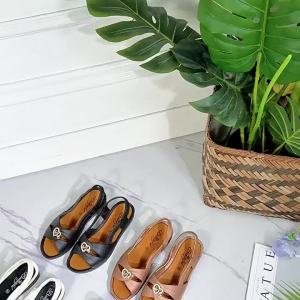 [Free Shipping] Fish-Mouth Sandals For Women Flat Heel Soft Sole Comfortable Hollowed-Out Breathable Vintage Retro Nostalgic Shoes For Elderly Women Grandma Shoes Mom Shoes