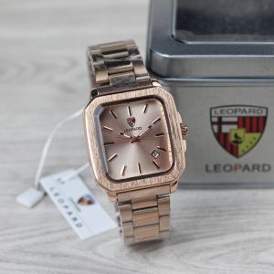 Jam tangan Wanita Leopard 8064 tanggal aktif tali rantai analog original