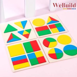 Wooden Geometry Fraction Puzzle Montesorri Cognition Toys Toddler Children Kid Kindergarten Early Education Permainan WeBuild