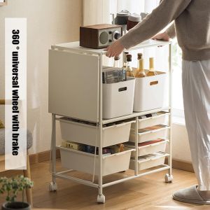 Tủ Kệ Để Đồ nhà bếp Mở Rộng Bánh xe di Chuyển Oukaning Carbon Steel cao cấp (Storage Cabinet)