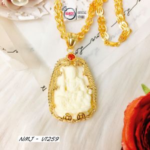 Dây Chuyền Nữ Trang Sức Thời Trang V1259 Mặt Phật Cùng Dây Phụng Lớn Mạ Vàng