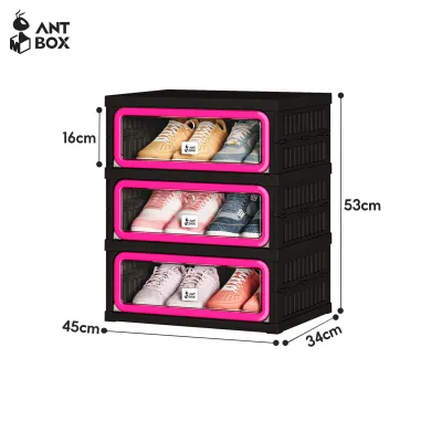 [PRODUK BARU 3 WARNA] ANTBOX Rak Sepatu Susun Tertutup Trendy Anti Debu 6-40 Pasang Pintu Magnetik Garansi 3 Tahun