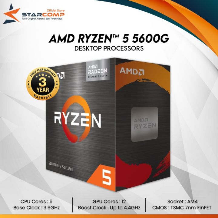 AMD RYZEN 5 5600G With Radeon™ Graphics 6-Core 12-Thread | Lazada Indonesia