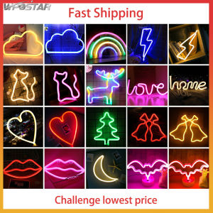 LED Neon Night Light Fashion Colorful Rainbow Wall Art Sign Lamp Holiday Xmas Party Wedding Decor