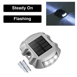 Cast Aluminum Solar Driveway Marker Lights IP68 Waterproof Heavy Duty LED Road Studs For Outdoor Step Deck Dock Pathway Sidewalk Stairs Security Warning Illumination