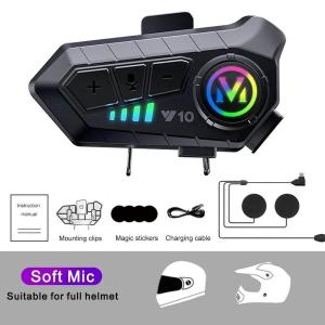 Tai Nghe Bluetooth Gắn Mũ Bảo Hiểm Y10 - Chống Nước Kết Nối 2 Thiết Bị Âm Thanh Stereo Dùng Cho Xe Máy & Xe Điện