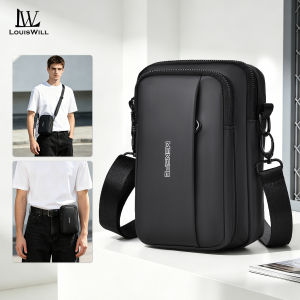 LouisWill Mens Mini Shoulder Bag Messenger Bag Fashion Trend Phone Bag Business Bag Large Capacity Waist Bag Lightweight Casual Bag Fashion Leisure Sport Street Bag for College Student