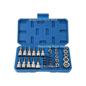 secr 34Pcs Torx Star Sockets Bit Set Male / Female E-Security Bits Drive Handheld Tool Torque Star Socket 6K4N7