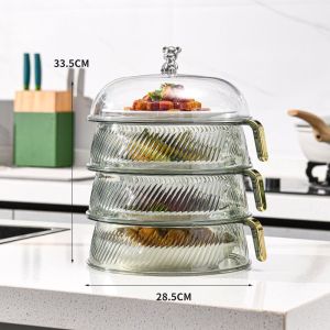 Alby Mart - Tudung Saji Makanan Susun Estetik Kristal Akrilik Anti Pecah Food Rack Storage Wadah Simpan Lauk
