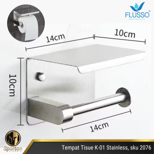Gantungan Tempat Tisue Tissue Gulung Roll Toilet Stainless Hitam Gold 2076 Flusso