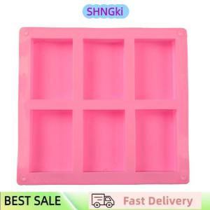 SHNGki 6 Cell Rectangular Silicone Soap Mold For Homemade Decorative Soap Making Mould