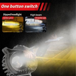 Mini LED Motorcycle Light – Plug & Play High/Low Beam Cool White + Yellow IP67