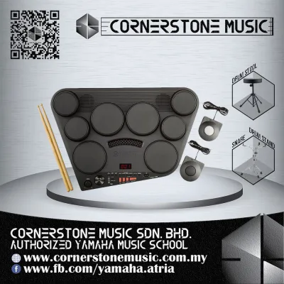 Yamaha Portable Digital Drum Compact DD-75 Silver Package *Ready Stock* ( DD75 / DD 75 ) Electronic Drum Kit with Adaptor Snare Drum Stand Drum Stool | Cornerstone Music