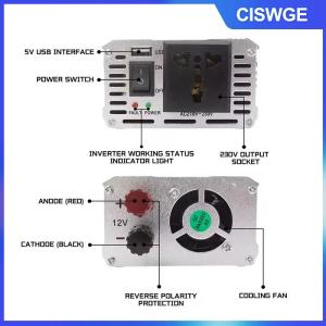 CISWGE Xe biến tần 12V đến 220W 500W 1000W xe tự động biến tần cung cấp điện Adapter Power Inverter DC 12V để AC 220V xe năng lượng mặt trời bột biến tần