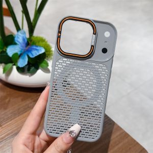 Luxury Holes Heat Dissipation Mesh Magne Case For iPhone 17 16 15 14 13 12 11 Pro Max Plus Wireless Charging Shockproof Cover