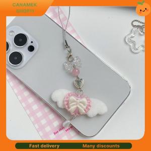 ❣️❣️❣️ Cute Sweet Angel Wings Bowknot Phone Lanyard Strap Keychain Pendants Anti Lost Phone Chain Bag Ornaments Girly Phone Charm Gifts