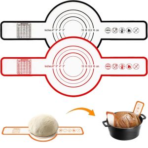Tấm lót bánh mì silicone tái sử dụng chống nhiệt chống dính men với tay cầm dài dùng cho lớp lót nướng Dutch Oven nướng đến năm 2026