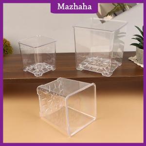 Mazhaha Square Transparent Acrylic Flower Pots Breathable Bonsai Plant Pot Desktop Decoration For Garden Yard Living Room Balcony