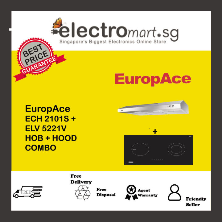 EuropAce ECH 2101S + ELV 5221V HOB + HOOD COMBO Lazada Singapore